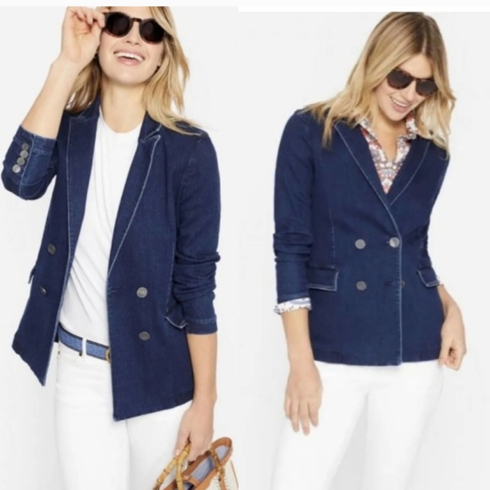 J. MCLAUGHLIN‎ Ressie Stretch Denim Blazer Jacket Double Breasted